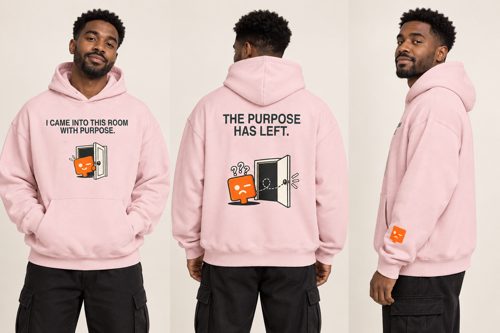 tot-color:pink | Model wearing pink heavyweight hoodie, front back and sleeve views