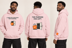 tot-color:pink | Model wearing pink heavyweight hoodie, front back and sleeve views